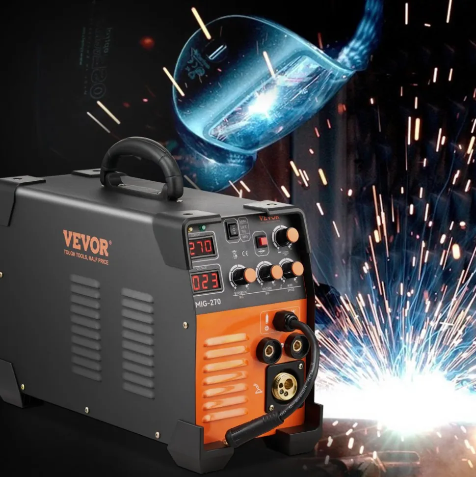VEVOR MIG Welder, 3 in 1 Welder Welding Machine, 270 Amp MIG Lift TIG Arc Welder 110V 220V Lift TIG Welder Lift ARC Welder Digital Display Combo Welding Machine MMA Stick IGBT DC Inverter Welder