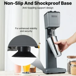 VEVOR Milkshake Machine, 375W Milkshake Maker Mixer, Single Head Drink Mixer Blender Machine, 3-Speed Milkshake Blender with 820ml Stainless Steel Cup for Commercial