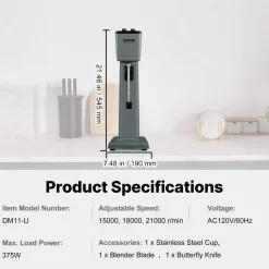 VEVOR Milkshake Machine, 375W Milkshake Maker Mixer, Single Head Drink Mixer Blender Machine, 3-Speed Milkshake Blender with 820ml Stainless Steel Cup for Commercial