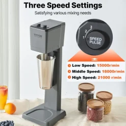 VEVOR Milkshake Machine, 375W Milkshake Maker Mixer, Single Head Drink Mixer Blender Machine, 3-Speed Milkshake Blender with 820ml Stainless Steel Cup for Commercial