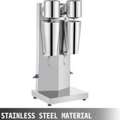 VEVOR Milkshake Maker Kit, Stainless Steel Electric Milkshake Maker, 180W Milkshake Machine, Double Head Classic Milkshake Maker with 800ml Cup, Silver Milkshake Maker Machine, 2 Speed Adjustable