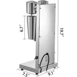 VEVOR Milkshake Maker Kit, Stainless Steel Electric Milkshake Maker, 180W Milkshake Machine, Double Head Classic Milkshake Maker with 800ml Cup, Silver Milkshake Maker Machine, 2 Speed Adjustable
