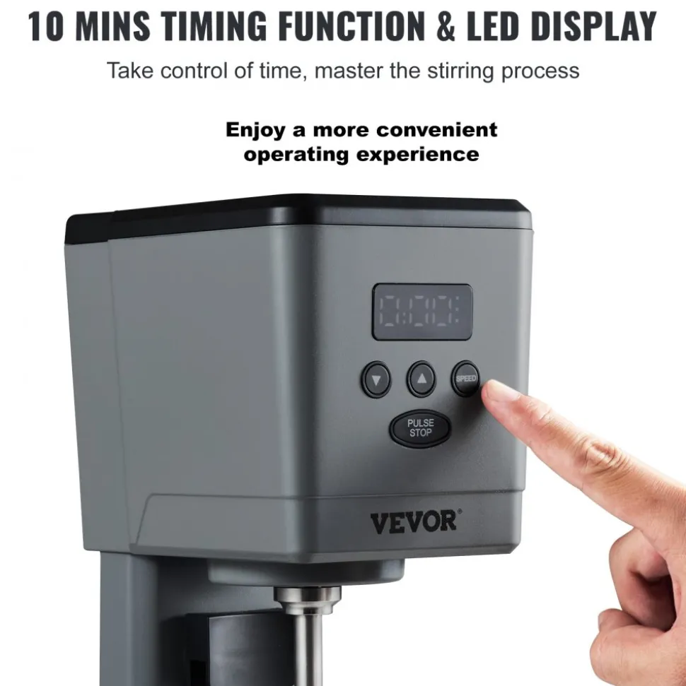 VEVOR Milkshake Maker, 375W Electric Milkshake Machine, Single Head Drink Mixer Blender Machine, LED Intelligent Microswitch, 3-Speed Milkshake Mixer with 820 ml Stainless Steel Cup