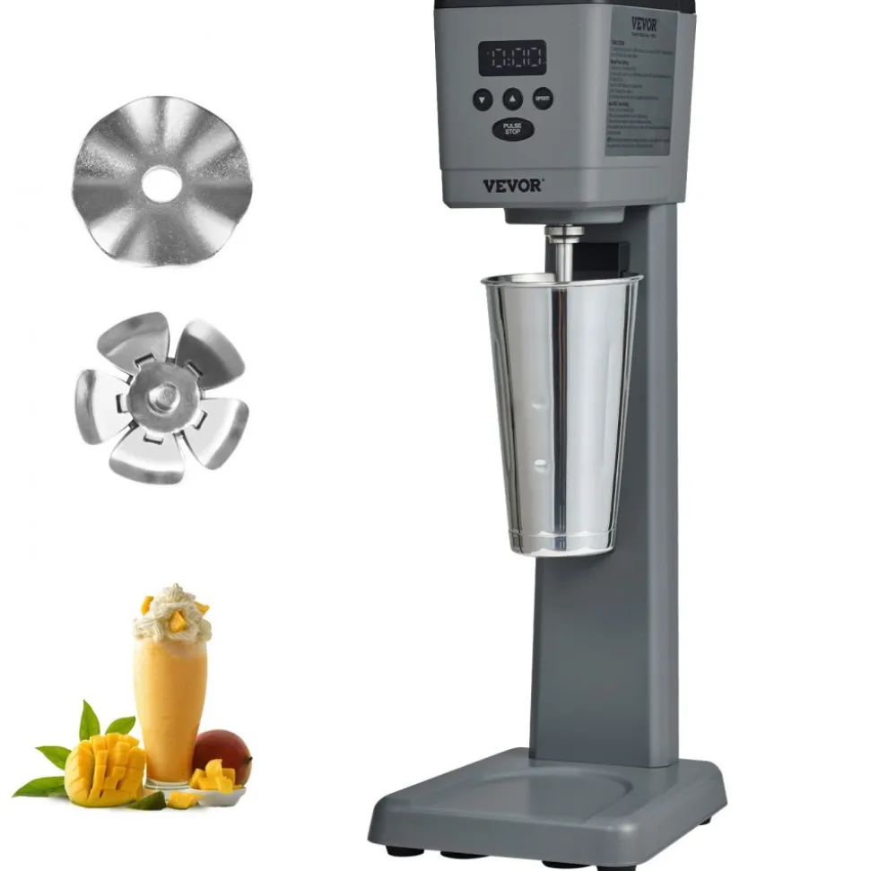VEVOR Milkshake Maker, 375W Electric Milkshake Machine, Single Head Drink Mixer Blender Machine, LED Intelligent Microswitch, 3-Speed Milkshake Mixer with 820 ml Stainless Steel Cup