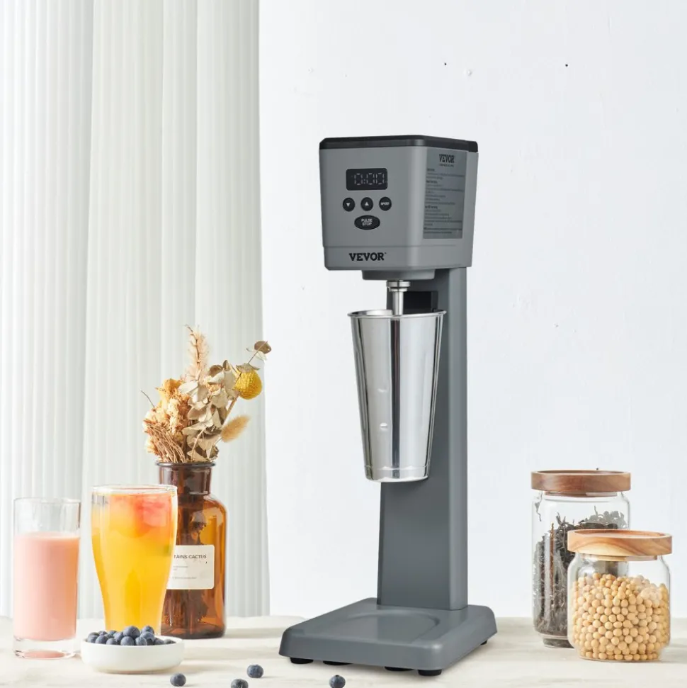 VEVOR Milkshake Maker, 375W Electric Milkshake Machine, Single Head Drink Mixer Blender Machine, LED Intelligent Microswitch, 3-Speed Milkshake Mixer with 820 ml Stainless Steel Cup