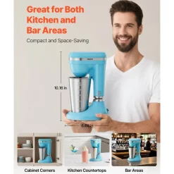 VEVOR Milkshake Maker, 100W Milk Shake Maker Mixer, Single Head Drink Mixer Blender Machine, Dual-Speed Adjustment Milkshake Blender with Stainless Steel Cup, for Home, Kitchen, Bar & Beverage Shop