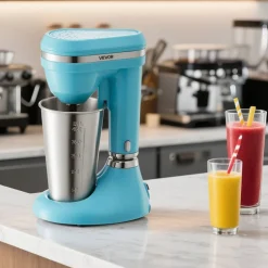 VEVOR Milkshake Maker, 100W Milk Shake Maker Mixer, Single Head Drink Mixer Blender Machine, Dual-Speed Adjustment Milkshake Blender with Stainless Steel Cup, for Home, Kitchen, Bar & Beverage Shop