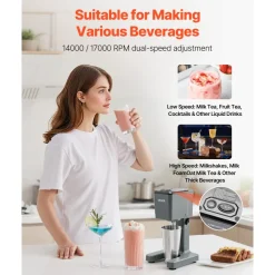 VEVOR Milkshake Maker, 150W Milk Shake Maker Mixer, Single Head Drink Mixer Blender Machine, Dual-Speed Adjustment Milkshake Blender with Stainless Steel Cup, for Home, Kitchen, Bar & Beverage Shop
