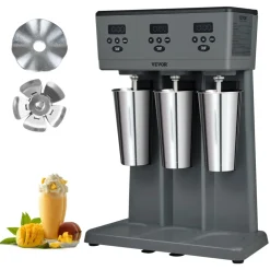 VEVOR Milkshake Maker, 375W x 3 Electric Milkshake Machine, Commercial Triple Heads Drink Mixer Blender, LED Intelligent Microswitch, 3-Speed Milkshake Mixer with 3 x 820 ml Stainless Steel Cups
