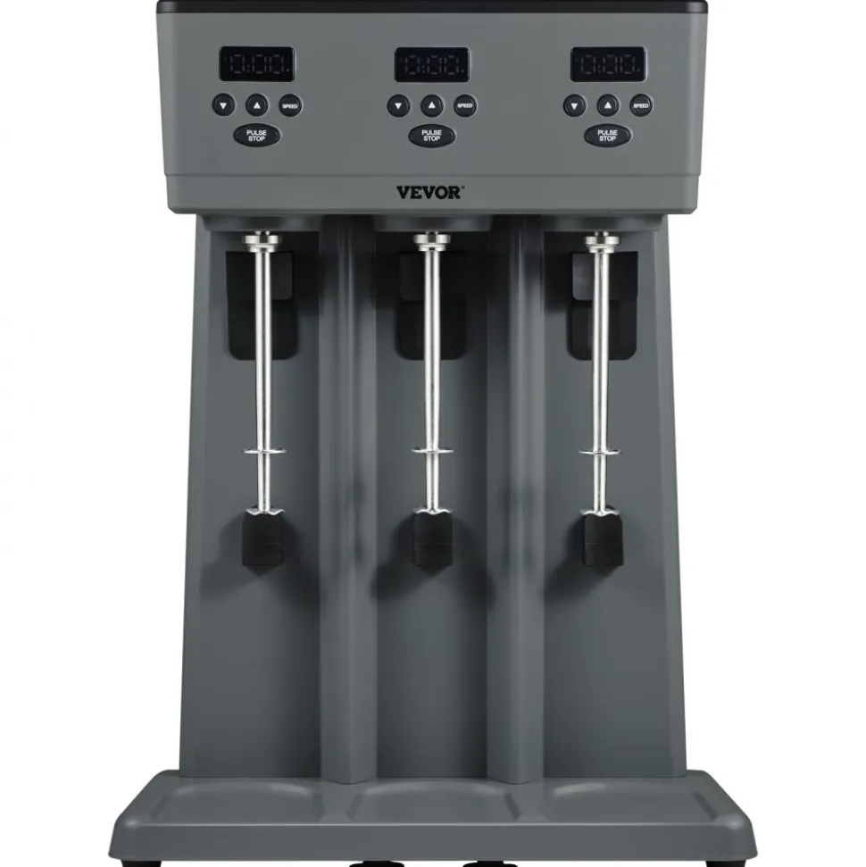 VEVOR Milkshake Maker, 375W x 3 Electric Milkshake Machine, Commercial Triple Heads Drink Mixer Blender, LED Intelligent Microswitch, 3-Speed Milkshake Mixer with 3 x 820 ml Stainless Steel Cups