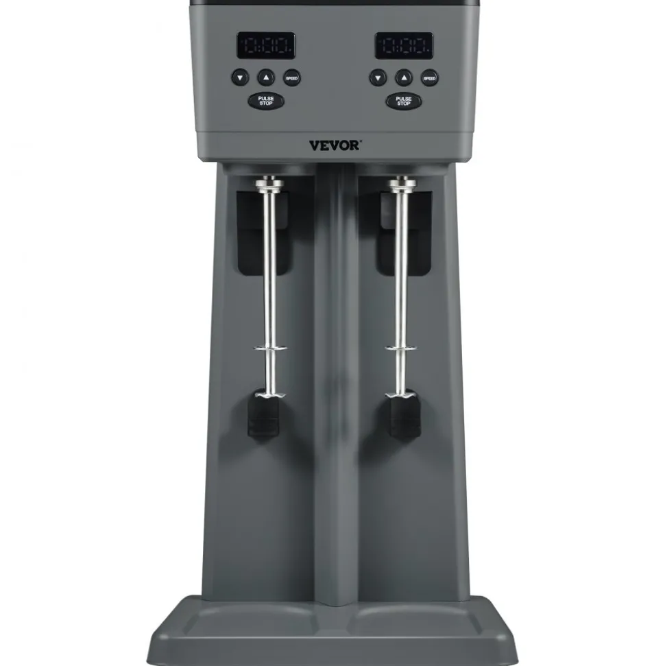 VEVOR Milkshake Maker, 375W x 2 Electric Milkshake Machine, Commercial Double Heads Drink Mixer Blender, LED Intelligent Microswitch, 3-Speed Milkshake Mixer with 2 x 820 ml Stainless Steel Cups
