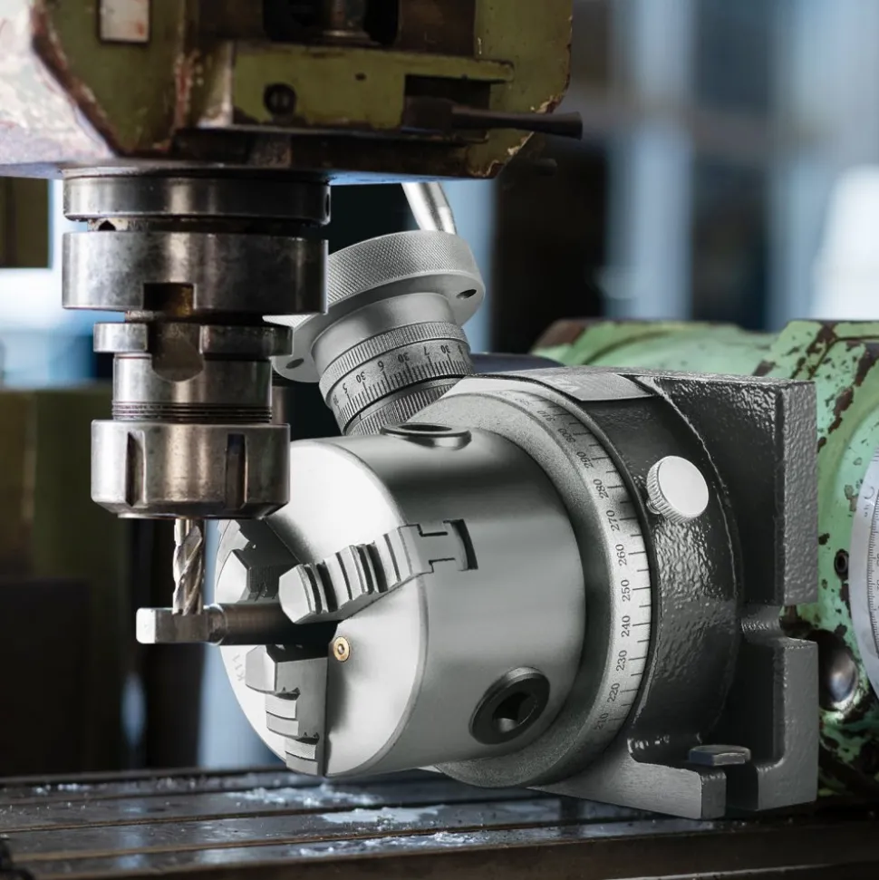 VEVOR Milling Machine Rotary Table, 4''/100 mm, Versatile Horizontal & Vertical Design, Precision Crafted, Includes 3.1''/80 mm 3-Jaw Chuck, M10 T-Bolts & Nuts, Ideal for Engineering & Indexing