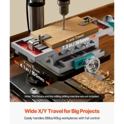VEVOR Milling Working Table 17.7 X 6.7 Inch, Compound Milling Machine Work Table 2 Axis 4 Ways Move, Multifunction Milling Working Table Heavy-duty Structure,for Milling and Drilling Machine