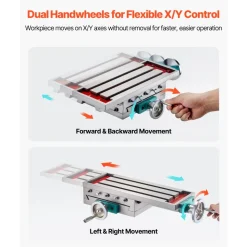 VEVOR Milling Working Table 17.7 X 6.7 Inch, Compound Milling Machine Work Table 2 Axis 4 Ways Move, Multifunction Milling Working Table Heavy-duty Structure,for Milling and Drilling Machine