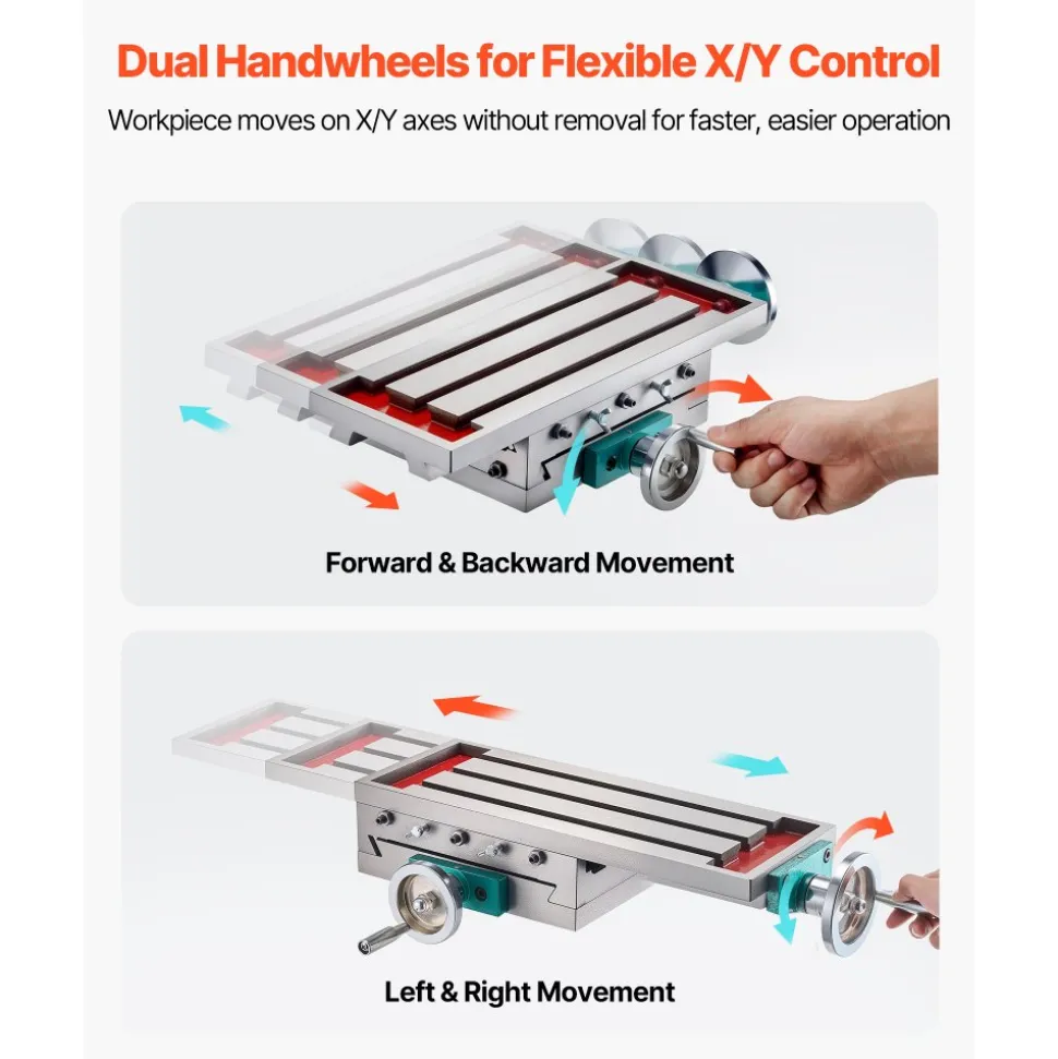 VEVOR Milling Working Table 17.7 X 6.7 Inch, Compound Milling Machine Work Table 2 Axis 4 Ways Move, Multifunction Milling Working Table Heavy-duty Structure,for Milling and Drilling Machine