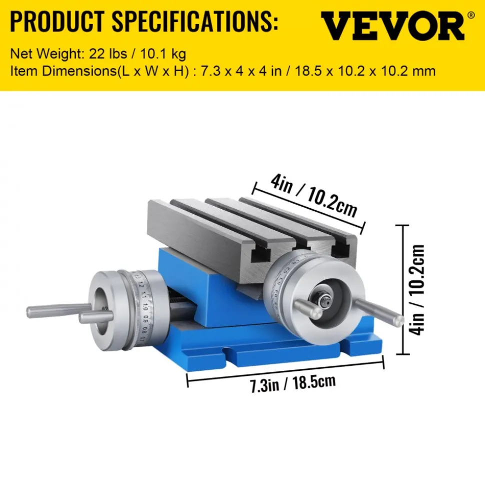 VEVOR Milling Working Table - 7.3 X 4 Inch Worktable - Compound Slide Table Milling Working Cross Table Machine for All Drill Stands Bench Drilling Milling Machine (7.3" X 4")