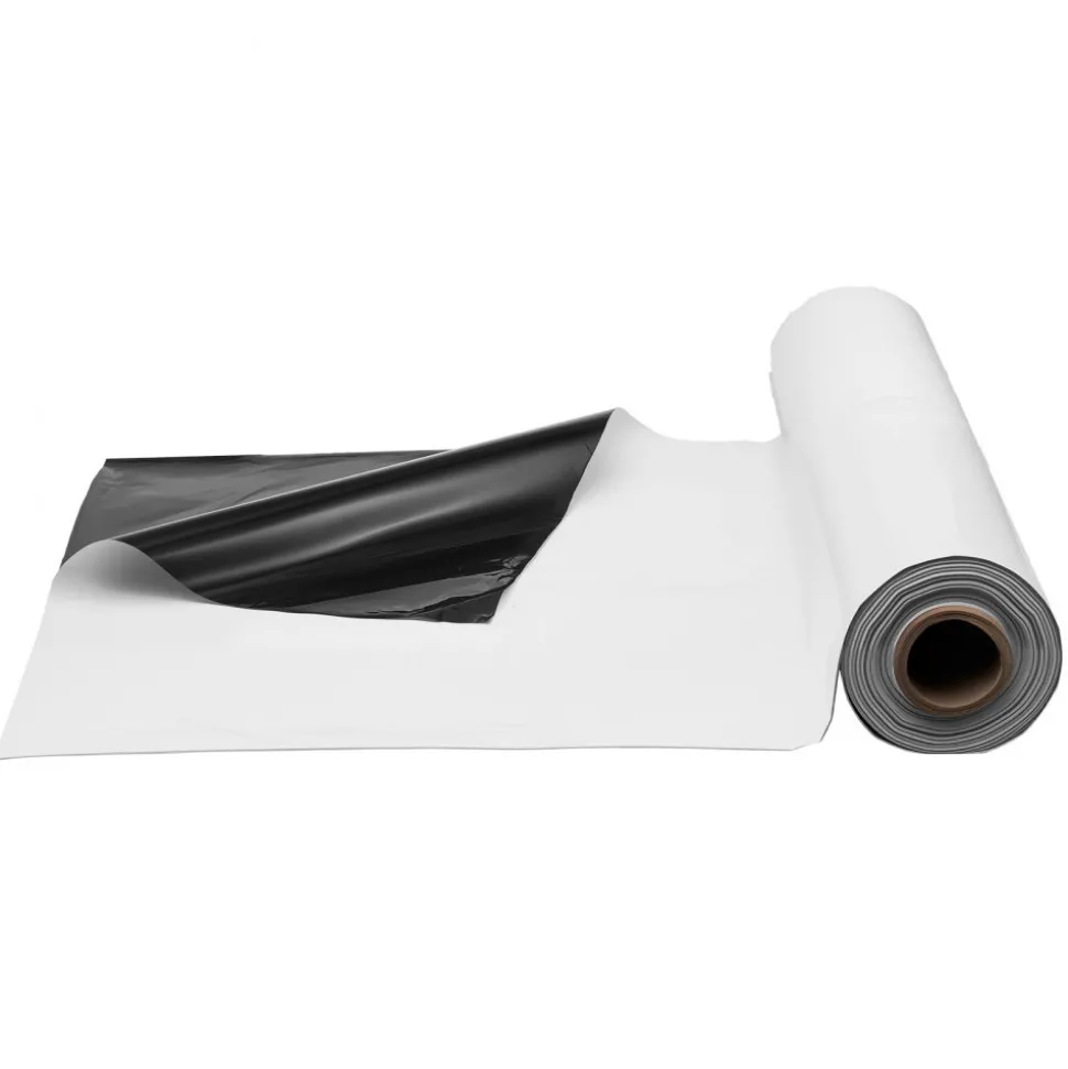 VEVOR 14 Mil Plastic Sheeting Heavy Duty 10' x 100', Thick Plastic Sheeting Roll, Plastic Drop Cloth Painters Tarp Covering for Crawl Space Vapor Barrier, Black and White Double-Sided, Multi-Purpose