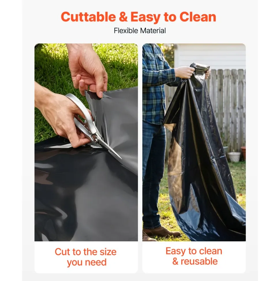 VEVOR 4 Mil Plastic Sheeting 10' x 100' Black Heavy Duty Polyethylene Roll, Thick Plastic Roll for Garden, Drop Cloth Painters Tarp, Polyethylene Covering for Crawl Space Vapor Barrier, Weed Control