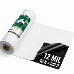 VEVOR 12 Mil Plastic Sheeting 10' x 100' Heavy Duty Thick Polyethylene Roll, Plastic Drop Cloth Painters Tarp, Polyethylene Covering for Crawl Space Vapor Barrier, Weed Control, Garden, Black & White