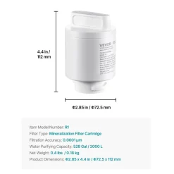VEVOR Mineralization Filter Replacement – Remineralization Alkaline Water Filter for Reverse Osmosis System, Balances pH & Restores Minerals, Compatible with X811B Ice Maker Water Dispenser