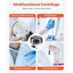 VEVOR Mini Centrifuge Machine, 3013xg RCF Electric Laboratory Centrifuge Machine with 2-in-1 Rotor for 0.2/1.5/2ml Tube Capacity, Fixed Speed 7000r/min, Low Noise, Widely Used in Various Experiments