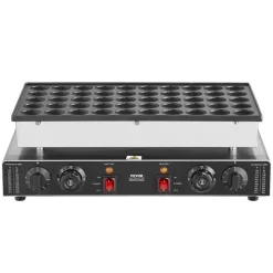 VEVOR Mini Dutch Pancake Maker, 50PCS 43mm Diameter Dorayaki Baker Machine, 1700W Commercial Electric Poffertjes Grill, Non-stick Stainless Steel, Dual Temp & Time Control, for Home Kitchen Restaurant