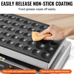 VEVOR Mini Dutch Pancake Maker, 50PCS 43mm Diameter Dorayaki Baker Machine, 1700W Commercial Electric Poffertjes Grill, Non-stick Stainless Steel, Dual Temp & Time Control, for Home Kitchen Restaurant