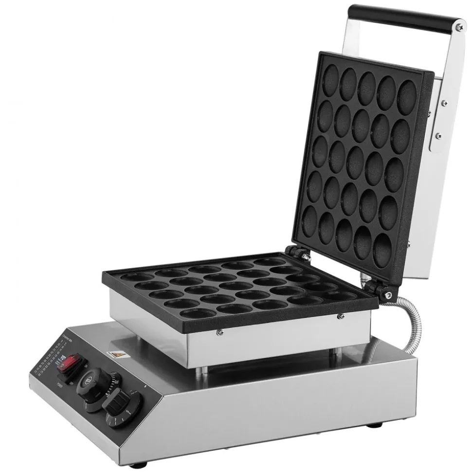 VEVOR Mini Dutch Pancake Maker, 25PCS 43mm Diameter Dorayaki Baker Machine, 1700W Commercial Electric Poffertjes Grill, Non-stick Stainless Steel, Temp & Time Control, for Home Kitchen Restaurant