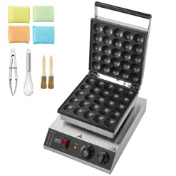 VEVOR Mini Dutch Pancake Maker, 25PCS 43mm Diameter Dorayaki Baker Machine, 1700W Commercial Electric Poffertjes Grill, Non-stick Stainless Steel, Temp & Time Control, for Home Kitchen Restaurant