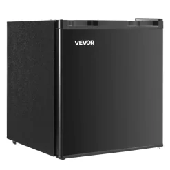 VEVOR Mini Fridge, 1.6 Cu.Ft, Single Door Compact Refrigerator, Adjustable Temperature, Metal Shelf, Energy Efficient Small Refrigerator, Reversible Door, Low Noise, for Bedroom Dorm Office, Black