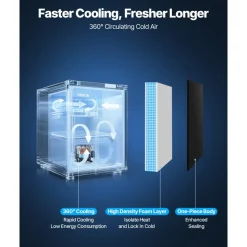 VEVOR Mini Fridge, 1.6 Cu.Ft, Single Door Compact Refrigerator, Adjustable Temperature, Metal Shelf, Energy Efficient Small Refrigerator, Reversible Door, Low Noise, for Bedroom, Office, Stainless