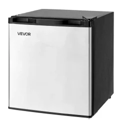 VEVOR Mini Fridge, 1.6 Cu.Ft, Single Door Compact Refrigerator, Adjustable Temperature, Metal Shelf, Energy Efficient Small Refrigerator, Reversible Door, Low Noise, for Bedroom, Office, Stainless