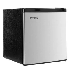 VEVOR Mini Fridge, 1.6 Cu.Ft, Single Door Compact Refrigerator, Adjustable Temperature, Metal Shelf, Energy Efficient Small Refrigerator, Reversible Door, Low Noise, for Bedroom, Office, Stainless
