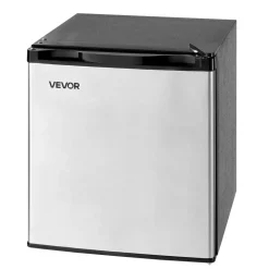 VEVOR Mini Fridge, 1.6 Cu.Ft, Single Door Compact Refrigerator, Adjustable Temperature, Metal Shelf, Energy Efficient Small Refrigerator, Reversible Door, Low Noise, for Bedroom, Office, Stainless