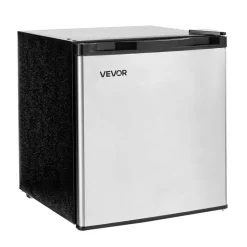 VEVOR Mini Fridge, 1.6 Cu.Ft, Single Door Compact Refrigerator, Adjustable Temperature, Metal Shelf, Energy Efficient Small Refrigerator, Reversible Door, Low Noise, for Bedroom, Office, Stainless