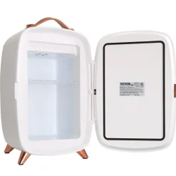 Vevor Mini Fridge for Bedroom, 6L Luxury Skin Care Fridges with Mirror and LED Light, AC/DC Cosmetic Fridge for Office Dorm Car, Small Makeup Refrigerator for Beauty Face Mask Beverage Chill, White