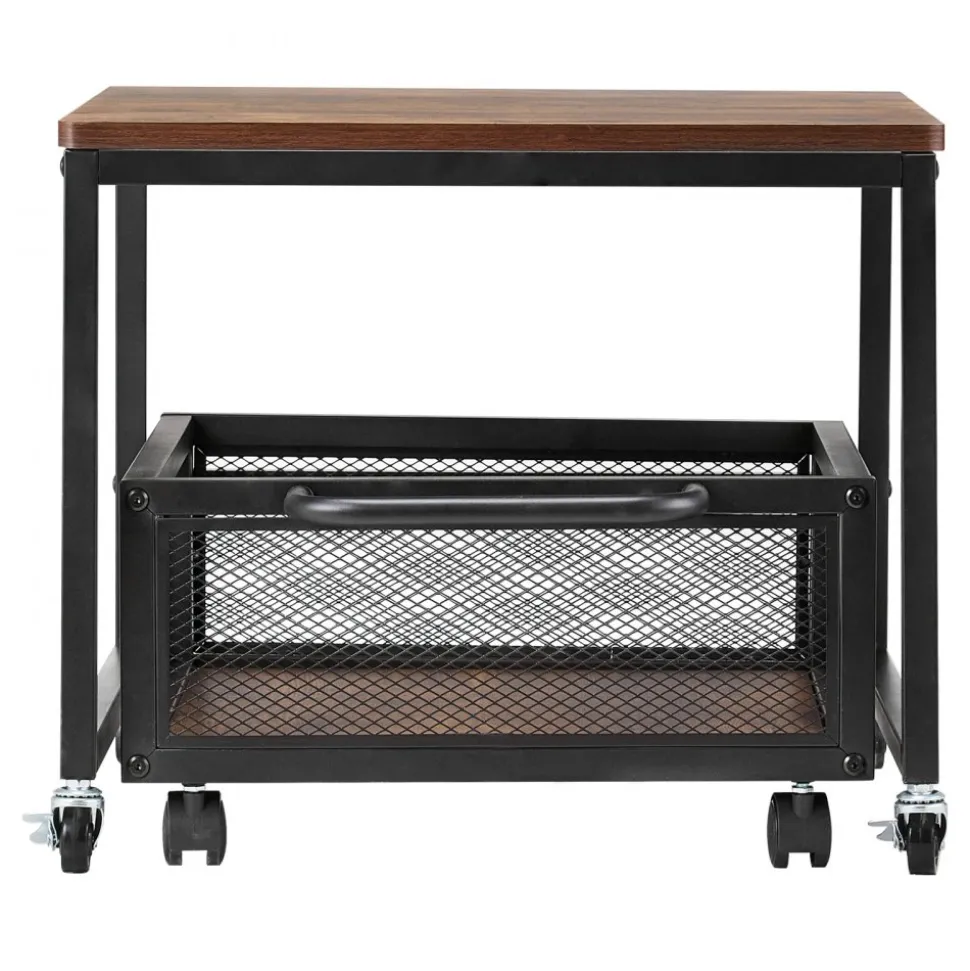VEVOR Mini Fridge Stand with Storage, 198 lbs Mini Fridge Table with Movable Storage Cart & Swivel Wheels, Beverage Refrigerator Stand for Coffee Bar, Mini Fridge Organizer for Home Dorm, Light Brown