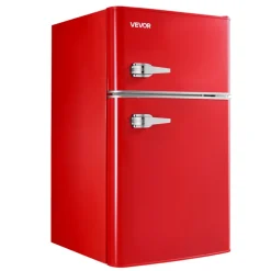 VEVOR Mini Fridge with Freezer, 3.2 Cu.Ft, Two Door Compact Refrigerator with Adjustable Temperature, Glass Shelf, Energy Efficient Dorm Fridge, Low Noise Small Refrigerator, for Bedroom, Office, Red