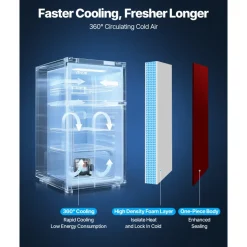 VEVOR Mini Fridge with Freezer, 3.2 Cu.Ft, Two Door Compact Refrigerator with Adjustable Temperature, Glass Shelf, Energy Efficient Dorm Fridge, Low Noise Small Refrigerator, for Bedroom, Office, Red