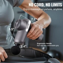 VEVOR Mini Massage Gun, Percussion Muscle Massage Gun for Athletes - with 5 Speed Levels & 6 Massage Heads, 7.4V 2500mAh Batteries, Handheld Small Massage Gun for Pain Relief, Muscle Relaxation