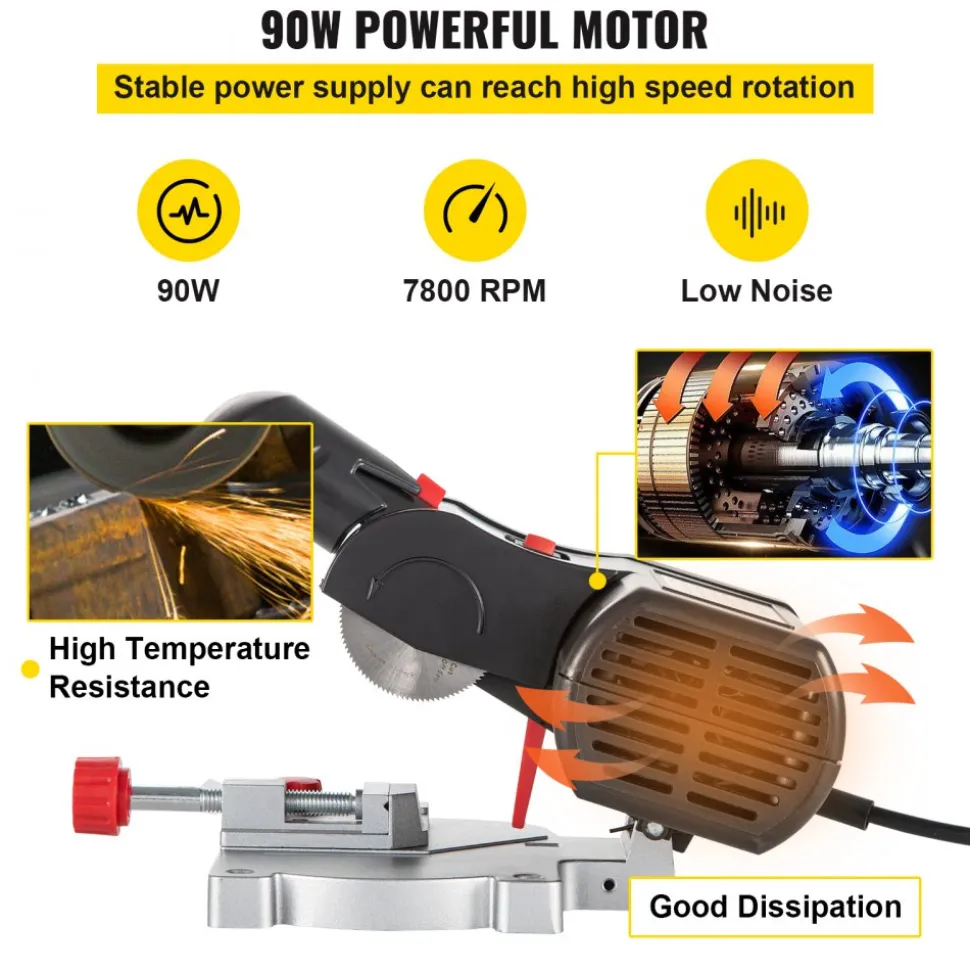 VEVOR Mini Miter Cut-off Chop Saw, Two 2-5/16" Blade of Steel and Resin with 1/2inch Cutting Depth, 0-45° Benchtop Miter Saw for Copper, Aluminum, Wood, Zinc in Hobby Craft