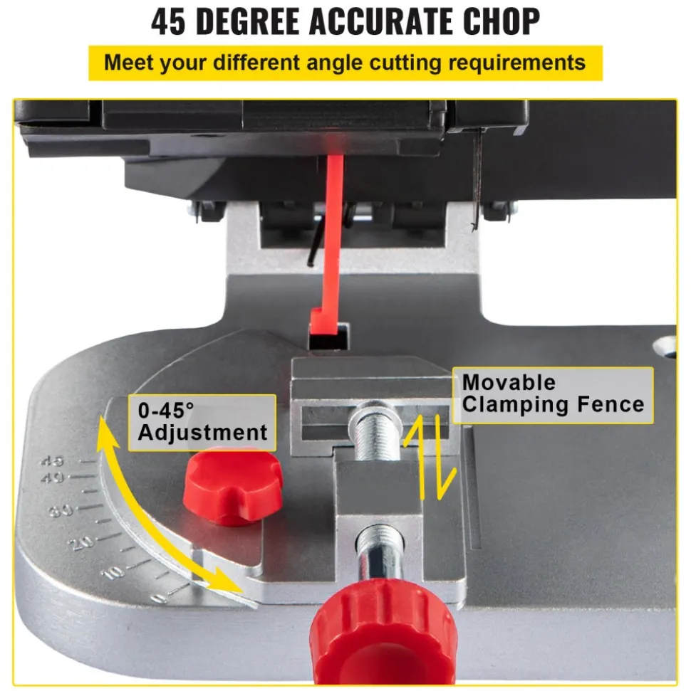 VEVOR Mini Miter Cut-off Chop Saw, Two 2-5/16" Blade of Steel and Resin with 1/2inch Cutting Depth, 0-45° Benchtop Miter Saw for Copper, Aluminum, Wood, Zinc in Hobby Craft