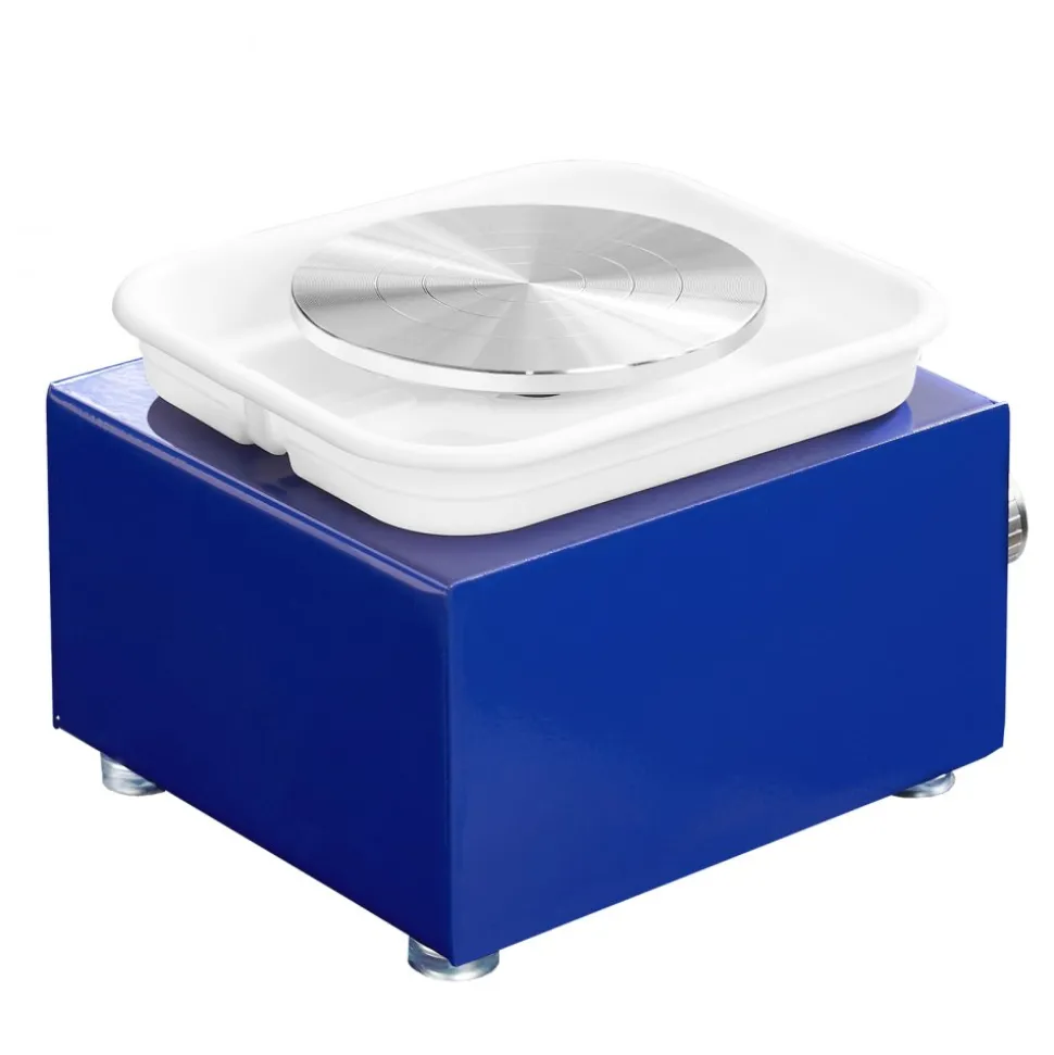 VEVOR Mini Pottery Wheel, for Kids or Beginners, 2 Turntables 2.6in/3.9in Ceramic Wheel Machine, Adjustable 0-300RPM Speed ABS Detachable Basin, 17 Pottery Accessories, Work Art Craft DIY, 30W, Blue