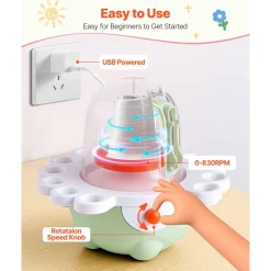 VEVOR Mini Pottery Wheel, 2 in and 3 in Turntables, Adjustable Speed, Electric Clay Wheel for Kids and Beginners, Complete Pottery Set with Clay Sculpting Tools, Gift for Boys and Girls, Green