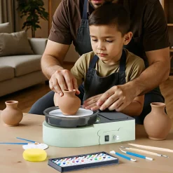 VEVOR Mini Pottery Wheel, 6 inch Turntable, Forward and Reverse Rotation, Adjustable Speed, Electric Clay Wheel for Kids and Adults, with Clay Shaping Tools, for Home DIY, Pottery Classes, Green