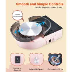 VEVOR Mini Pottery Wheel, 6 inch Turntable, Forward and Reverse Rotation, Adjustable Speed, Electric Clay Wheel for Kids and Adults, with Clay Shaping Tools, for Home DIY, Pottery Classes, Pink