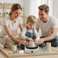 VEVOR Mini Pottery Wheel, 6 inch Turntable, Forward and Reverse Rotation, Adjustable Speed, Electric Clay Wheel for Kids and Beginners, with Shaping Tools, for Home DIY, Pottery Classes, Green