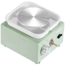VEVOR Mini Pottery Wheel, 0-320RPM Adjustable Speed Detachable Basin Forming Machine, 2.56in/3.94in 2 Turntables Electric Ceramic Wheel Machine, 18pcs Accessories, for Art Craft Work Home DIY, Green