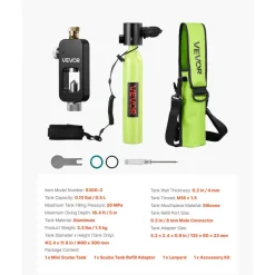 VEVOR Mini Scuba Tank, 0.5L Portable Diving Tank for Underwater Breathing, Reusable Lung Diving Cylinder up to 10 Minutes Dive Time, Emergency Rescue Pony Bottle with Refill Adapter for Snorkeling