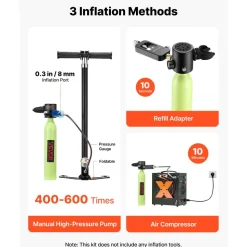 VEVOR Mini Scuba Tank, 1L Portable Diving Tank for Underwater Breathing, Reusable Lung Diving Cylinder up to 20 Minutes Dive Time, Emergency Rescue Pony Bottle with Adapter & Goggles for Snorkeling
